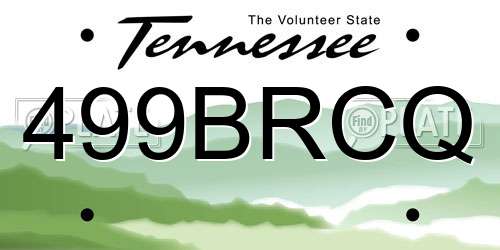 499BRCQ Tennessee License Plate
