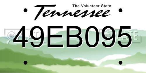 49EB095 Tennessee License Plate
