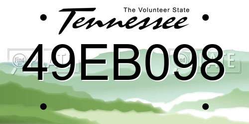49EB098 Tennessee License Plate