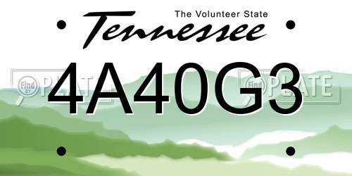 4A40G3 Tennessee License Plate