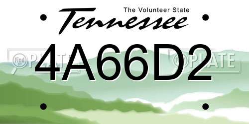 4A66D2 Tennessee License Plate