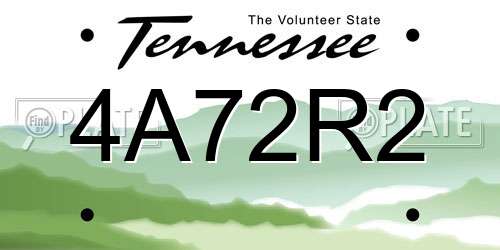4A72R2 Tennessee License Plate