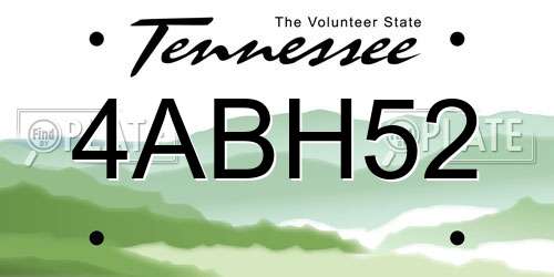 4ABH52 Tennessee License Plate