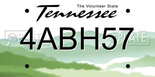 4ABH57 Tennessee License Plate