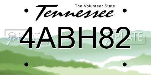 4ABH82 Tennessee License Plate
