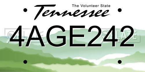 4AGE242 Tennessee License Plate