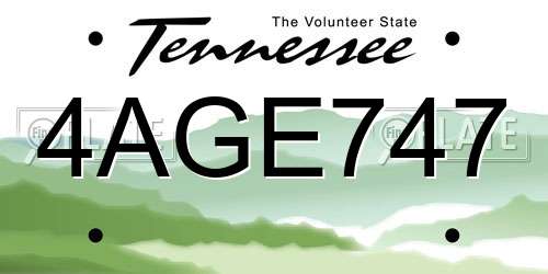 4AGE747 Tennessee License Plate