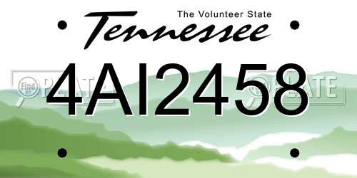 4AI2458 Tennessee License Plate