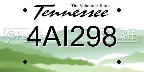 4AI298 Tennessee License Plate