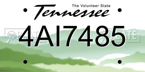 4AI7485 Tennessee License Plate