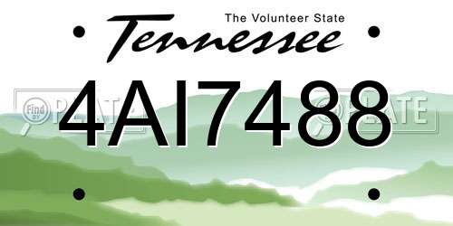 4AI7488 Tennessee License Plate