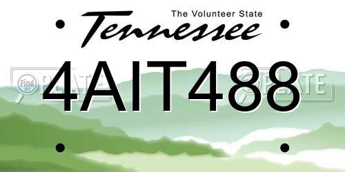 4AIT488 Tennessee License Plate