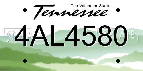 4AL4580 Tennessee License Plate