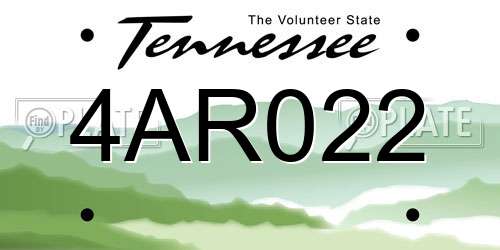 4AR022 Tennessee License Plate
