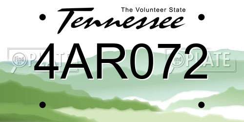 4AR072 Tennessee License Plate