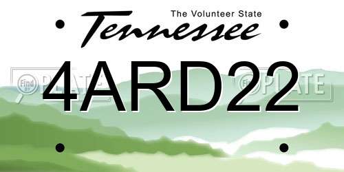 4ARD22 Tennessee License Plate
