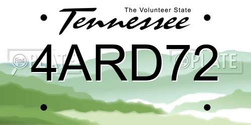4ARD72 Tennessee License Plate