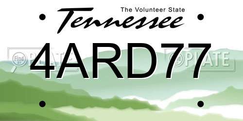 4ARD77 Tennessee License Plate
