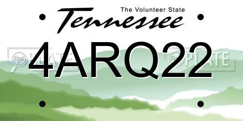 4ARQ22 Tennessee License Plate
