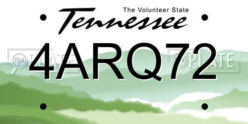 4ARQ72 Tennessee License Plate