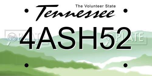 4ASH52 Tennessee License Plate