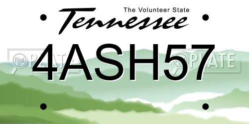 4ASH57 Tennessee License Plate