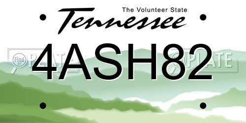 4ASH82 Tennessee License Plate