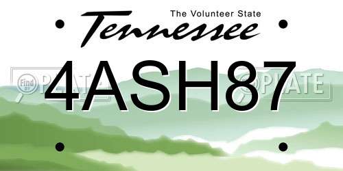 4ASH87 Tennessee License Plate