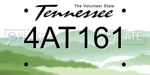 4AT161 Tennessee License Plate