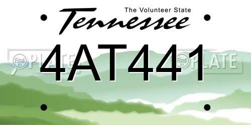 4AT441 Tennessee License Plate
