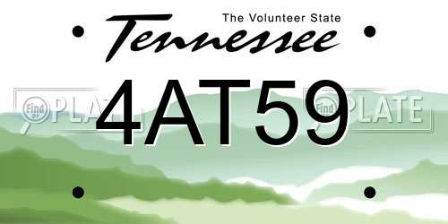 4AT59 Tennessee License Plate