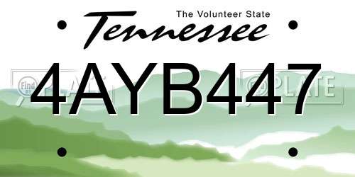 4AYB447 Tennessee License Plate
