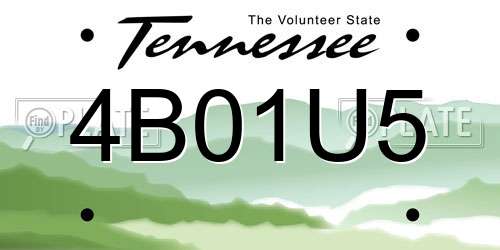 4B01U5 Tennessee License Plate