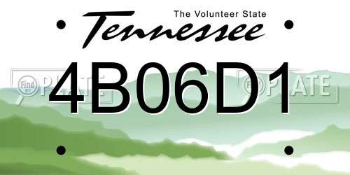 4B06D1 Tennessee License Plate