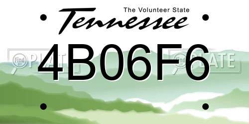 4B06F6 Tennessee License Plate