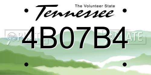 4B07B4 Tennessee License Plate