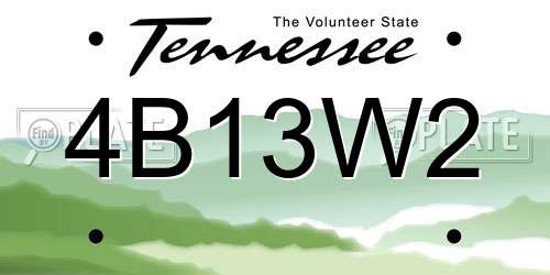 4B13W2 Tennessee License Plate