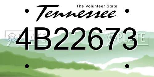 4B22673 Tennessee License Plate
