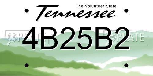 4B25B2 Tennessee License Plate
