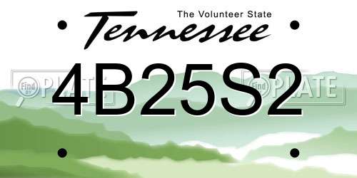 4B25S2 Tennessee License Plate