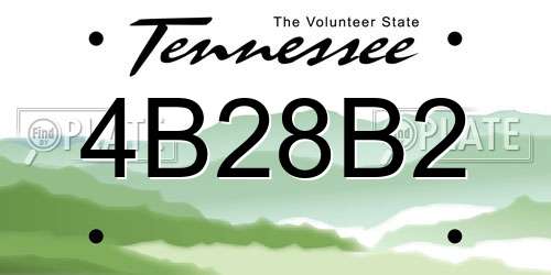 4B28B2 Tennessee License Plate