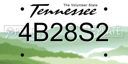 4B28S2 Tennessee License Plate