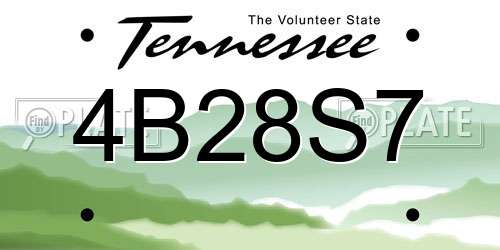 4B28S7 Tennessee License Plate