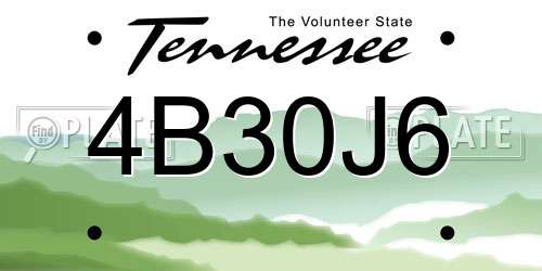 4B30J6 Tennessee License Plate