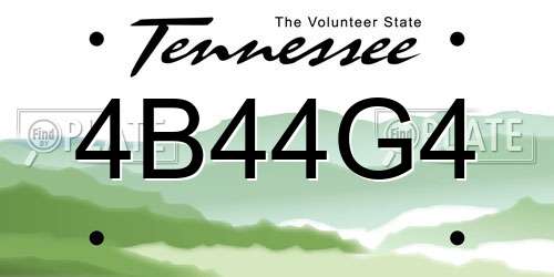 4B44G4 Tennessee License Plate