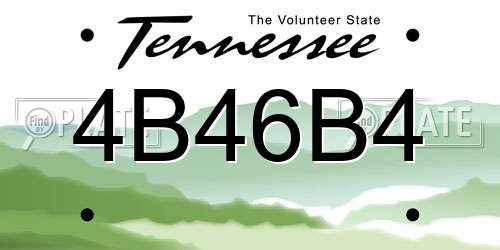 4B46B4 Tennessee License Plate