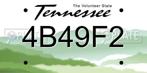 4B49F2 Tennessee License Plate