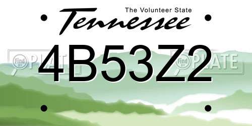 4B53Z2 Tennessee License Plate