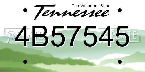 4B57545 Tennessee License Plate