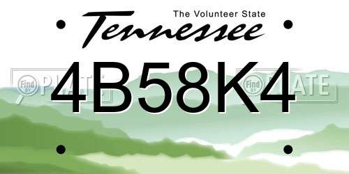 4B58K4 Tennessee License Plate